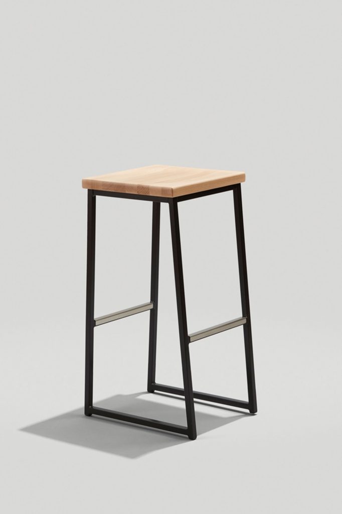 Backless Brady Barstool in Ink Black and Natural