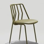 Leo Chair in Olive Green with Olive Maharam Micro Dot Upholstered Seat