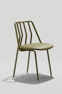 Leo Chair in Olive Green with Olive Maharam Micro Dot Upholstered Seat