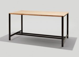 Brady Communal Table Bar Height with Maple top and Ink black frame