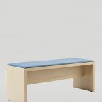 Dylan Bench in Aspen with Upholstered Blue Seat