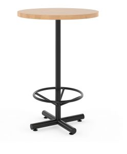 Bar height restaurant table with foot ring