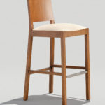 Contemporary Wood Barstool with Upholstered Seat