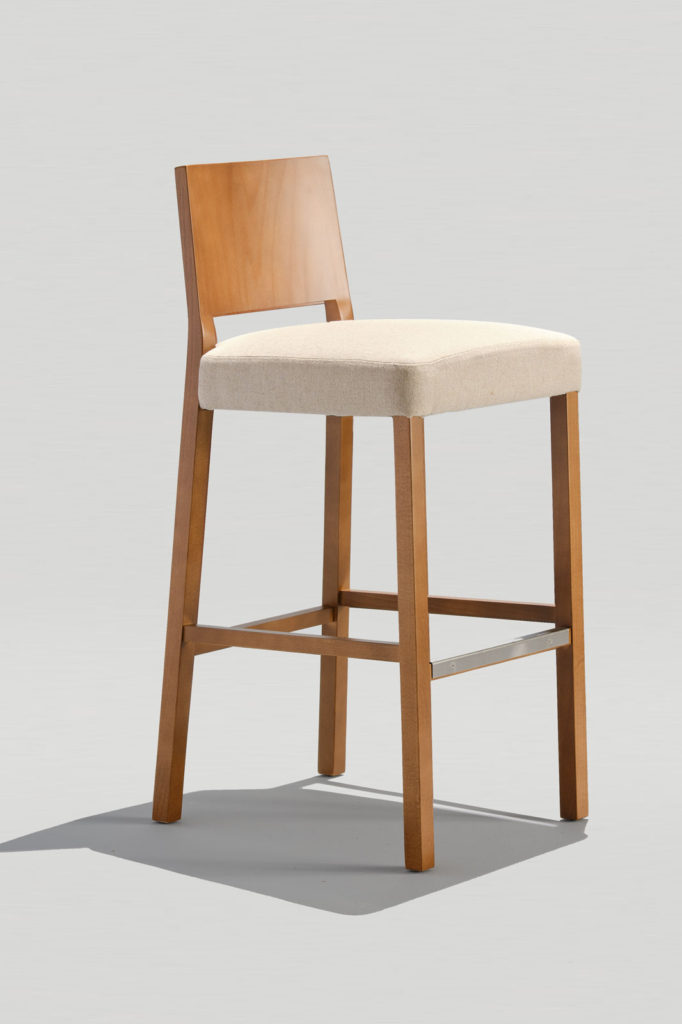 Contemporary Wood Barstool with upholstered seat