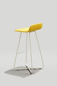 Harper X-Base Barstool in Grey White and Yellow Upholstery