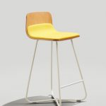 Harper X-Base Counter Stool in Grey White, Honey, and Yellow Fabric
