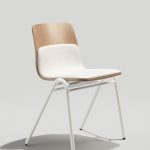 Harper A-frame Stacking Chair in Gloss White, Driftwood and Grey White Camira Fabric
