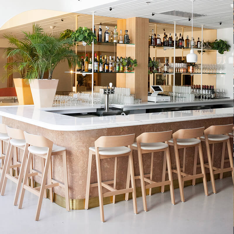 Merano Barstools at restaurant bar.