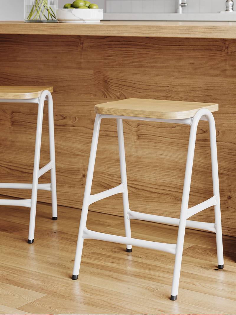 Pair of Hurdle Counter Stools with white frame.