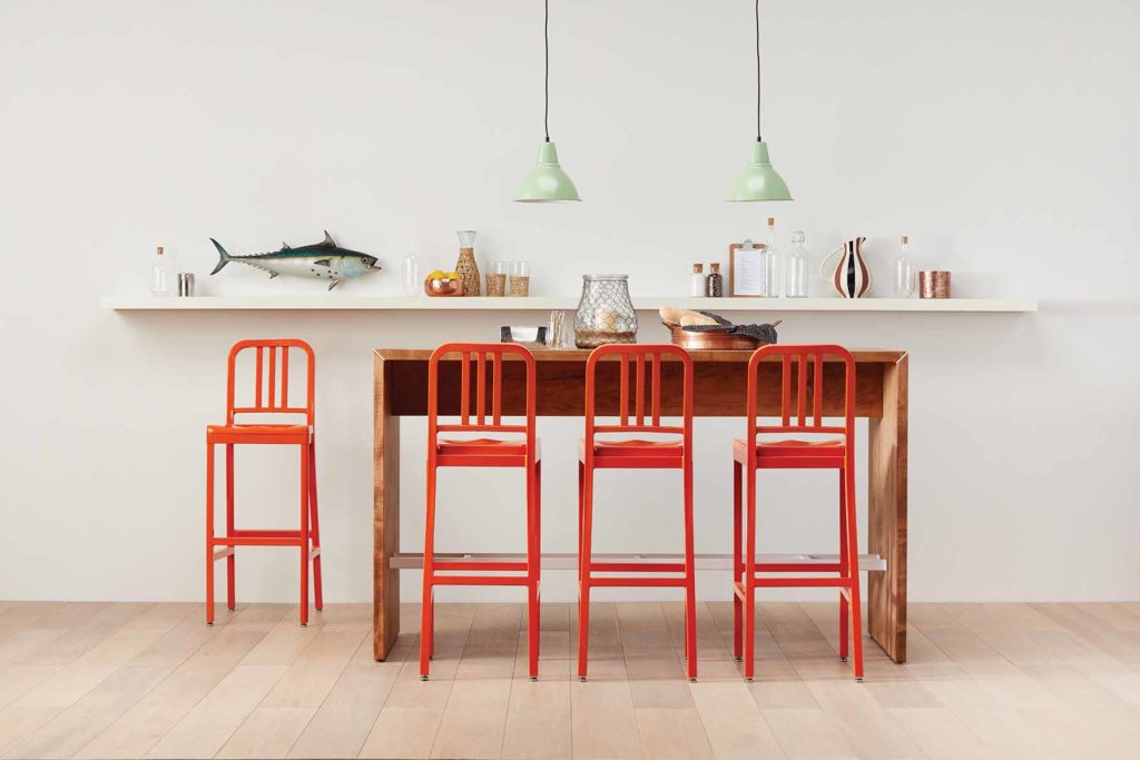 Collection of red Siren Barstools.