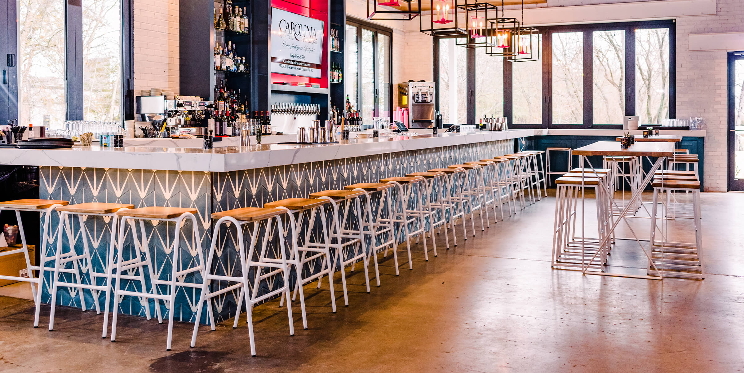 Restaurant bar with Brady and Hurdle stools.