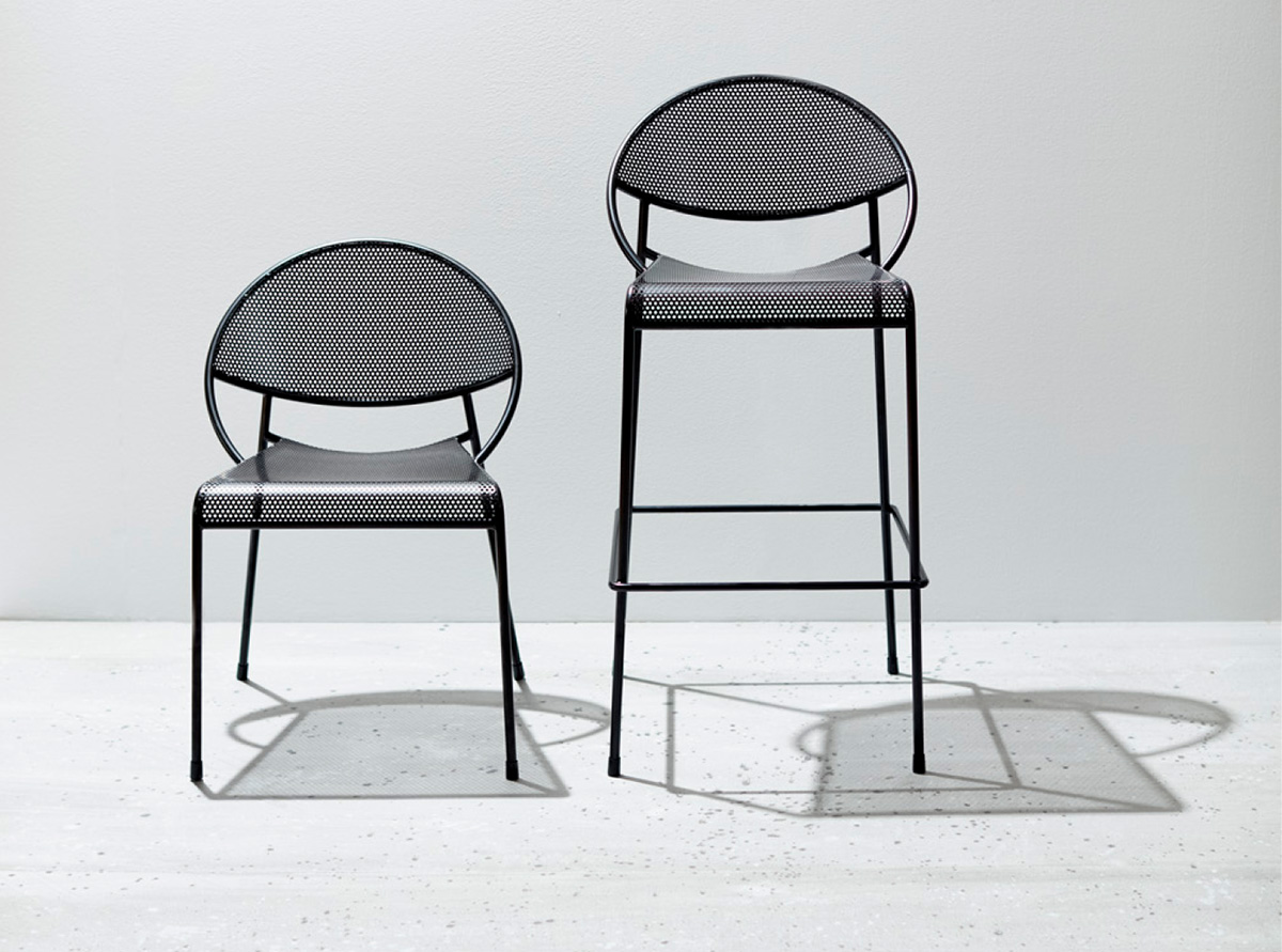 Black Hula Outdoor Chair and Stool.
