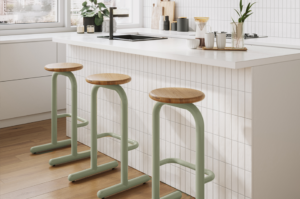 Sir Burly Barstools in Light Green at Office Cafe