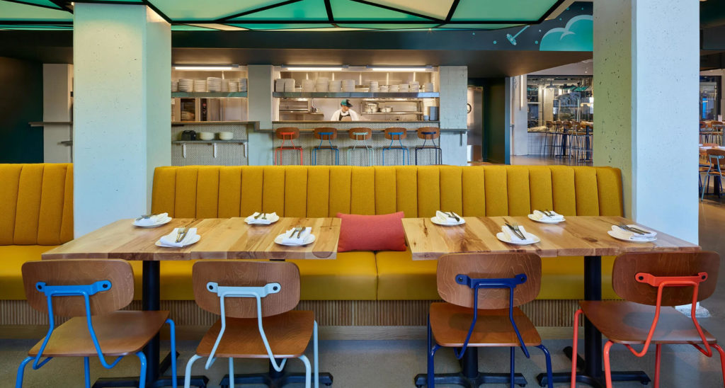 Multi colored Reece Chairs in brewery.