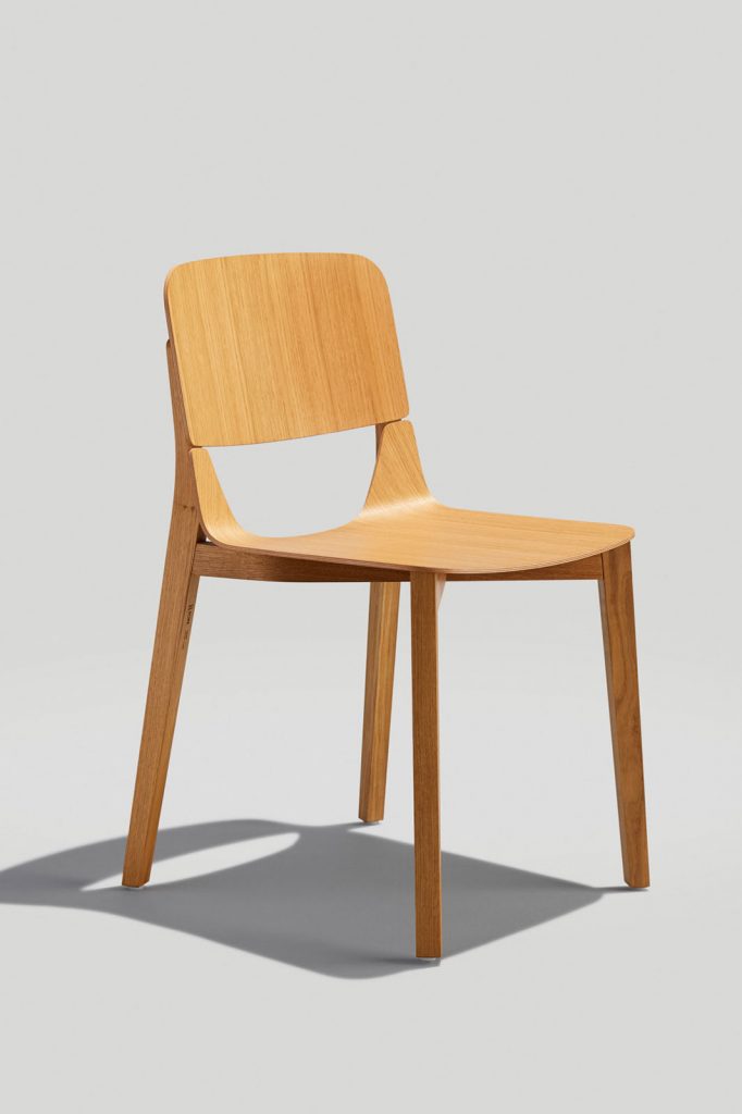 Modern wood dining chair in white oak