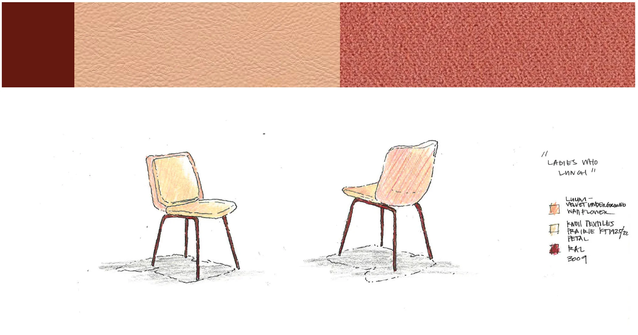 Alfred Chair sketches in peach.