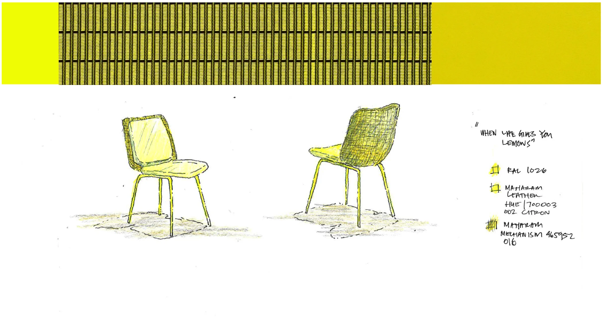 Alfred chair sketches in yellow.