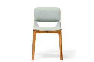 Upholstered modern wood dining chair in oak