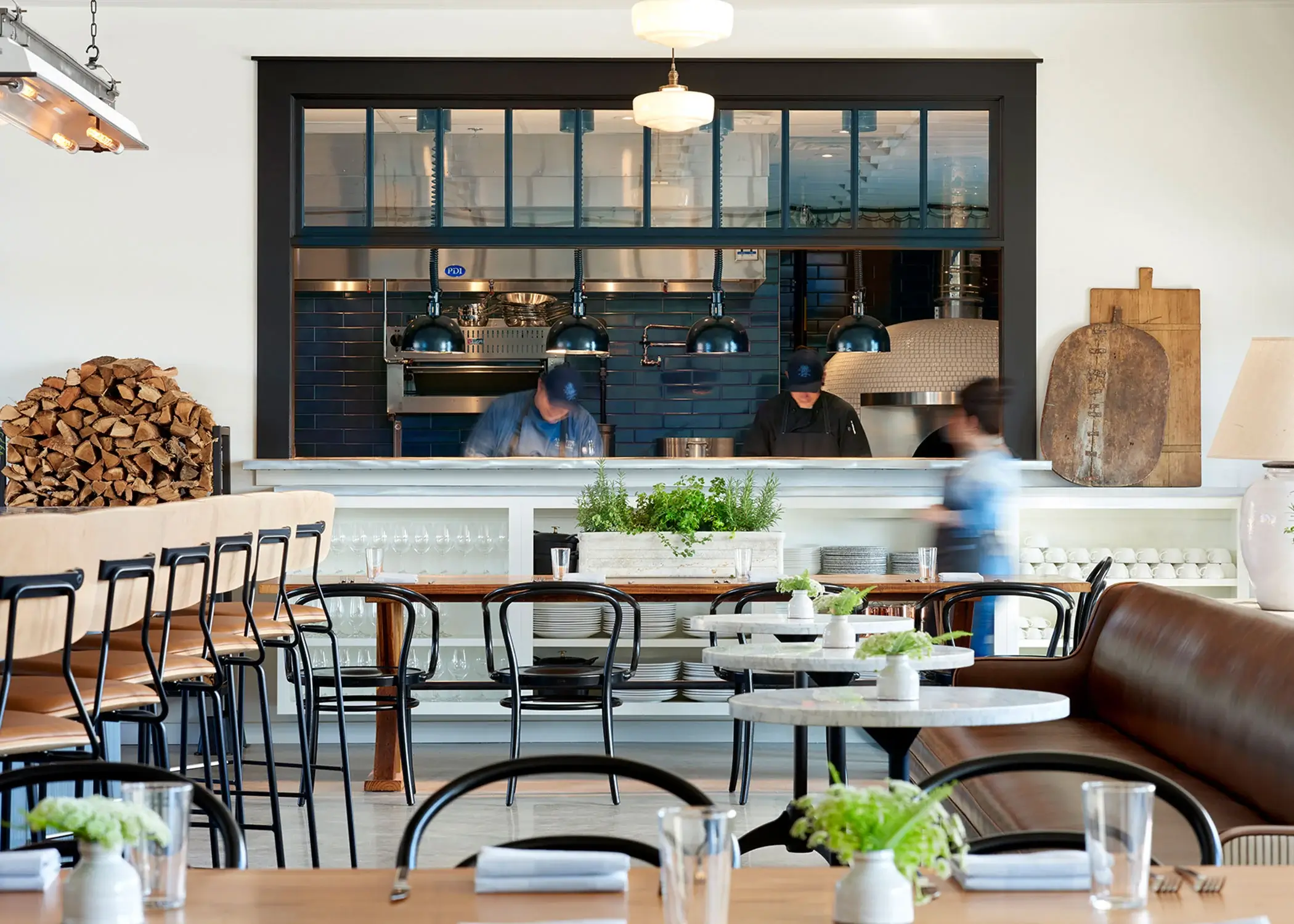 Reece Barstools with Bentwood Armchairs in restaurant.