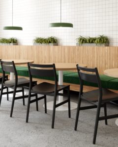 Modern Wood Dining Chair in Restaurant