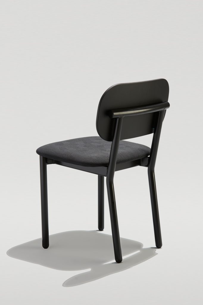 Modern Commercial Dining Chair in all Black Designed by Gridy