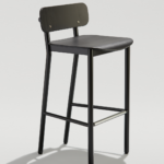 Modern Industrial Barstool with metal frame and wood seat and back