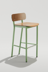 Modern Industrial Barstool in Pale Green and Cocoa Wood