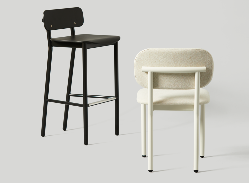 Ferdinand Barstool and Ferdinand Chair in Black and White