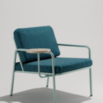 Rita Lounge in blue upholstery with side table