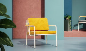 Rita Indoor/Outdoor Lounge Chairs in yellow and grey