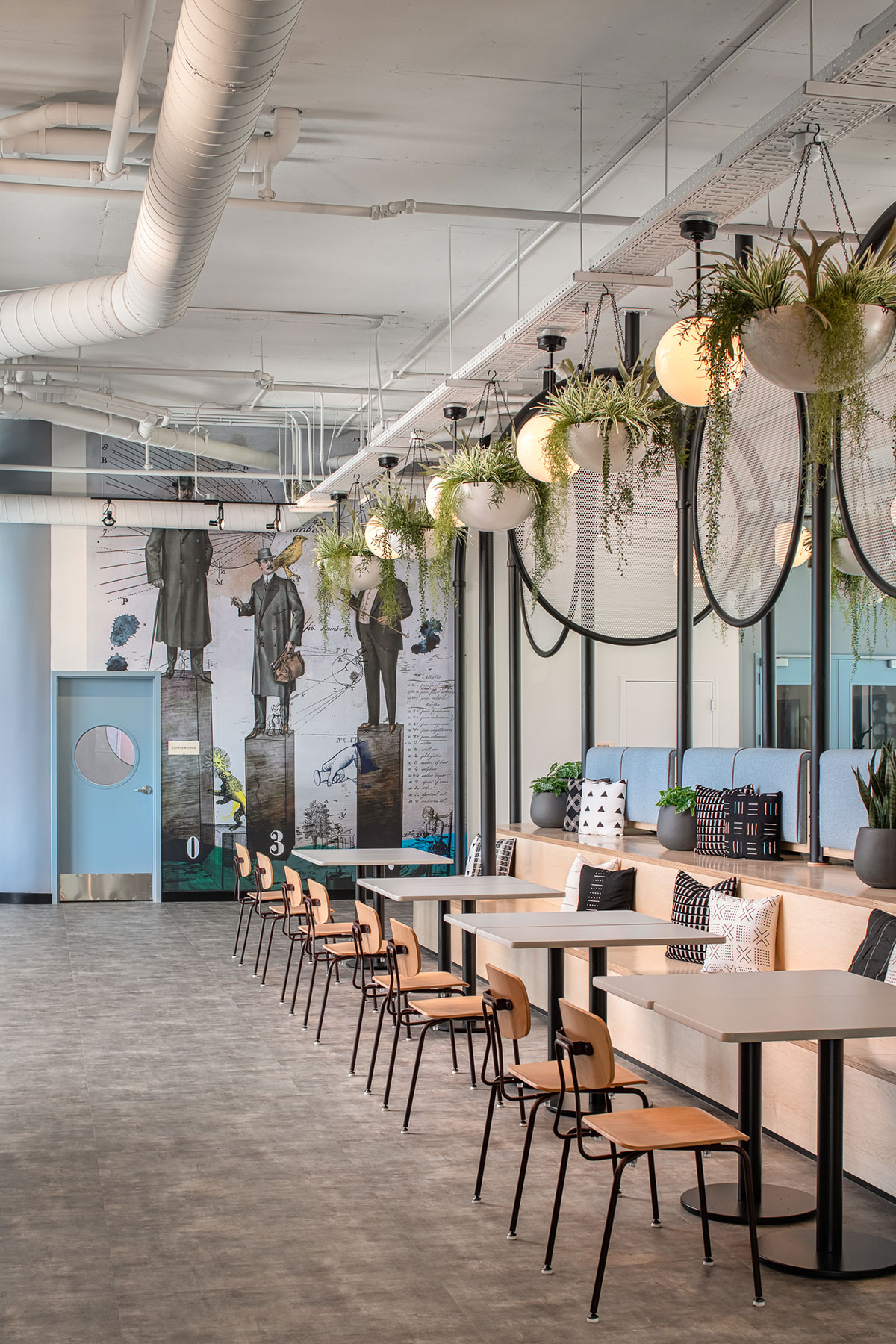 Row of Reece Chairs in university dining area.
