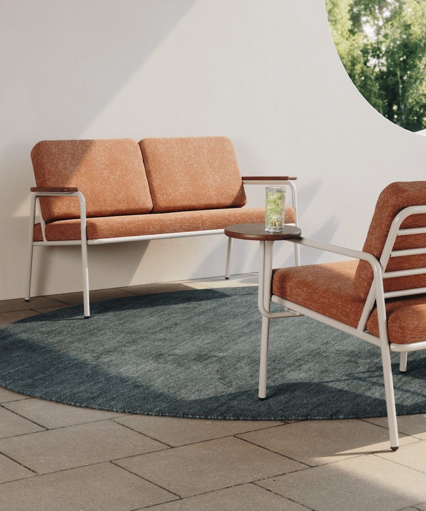 Orange Rita Lounge Chair with white base