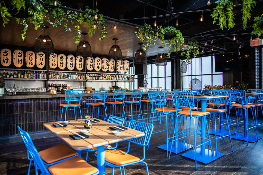 Opla Chairs and Barstools with Bowen Tables.