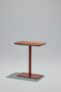 Oneisma Personal Laptop Table with wood top and red base.
