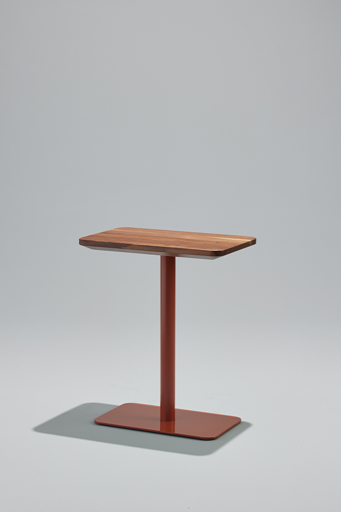 Oneisma Personal Laptop Table with wood top and red base.