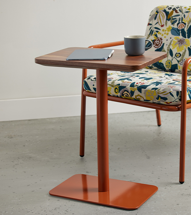 Onesima Laptop table with burnt red base.