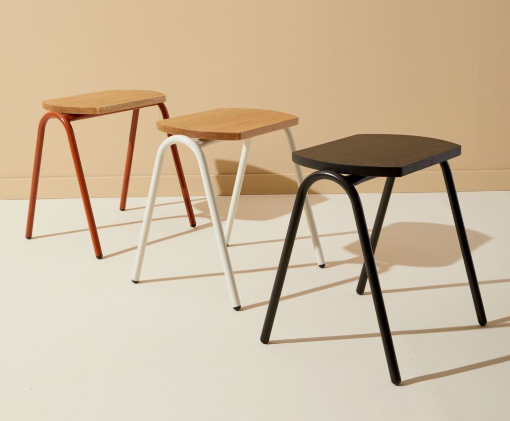 Trio of chair height Hurdle stools