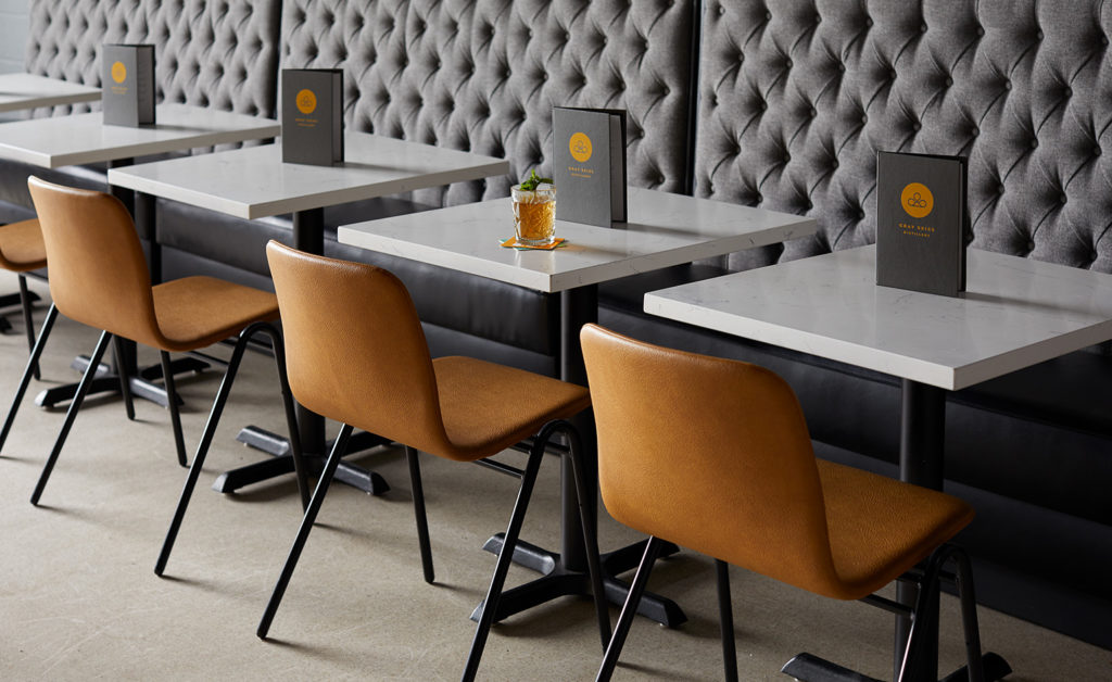 Leather Harper Chairs with Spartan Tables