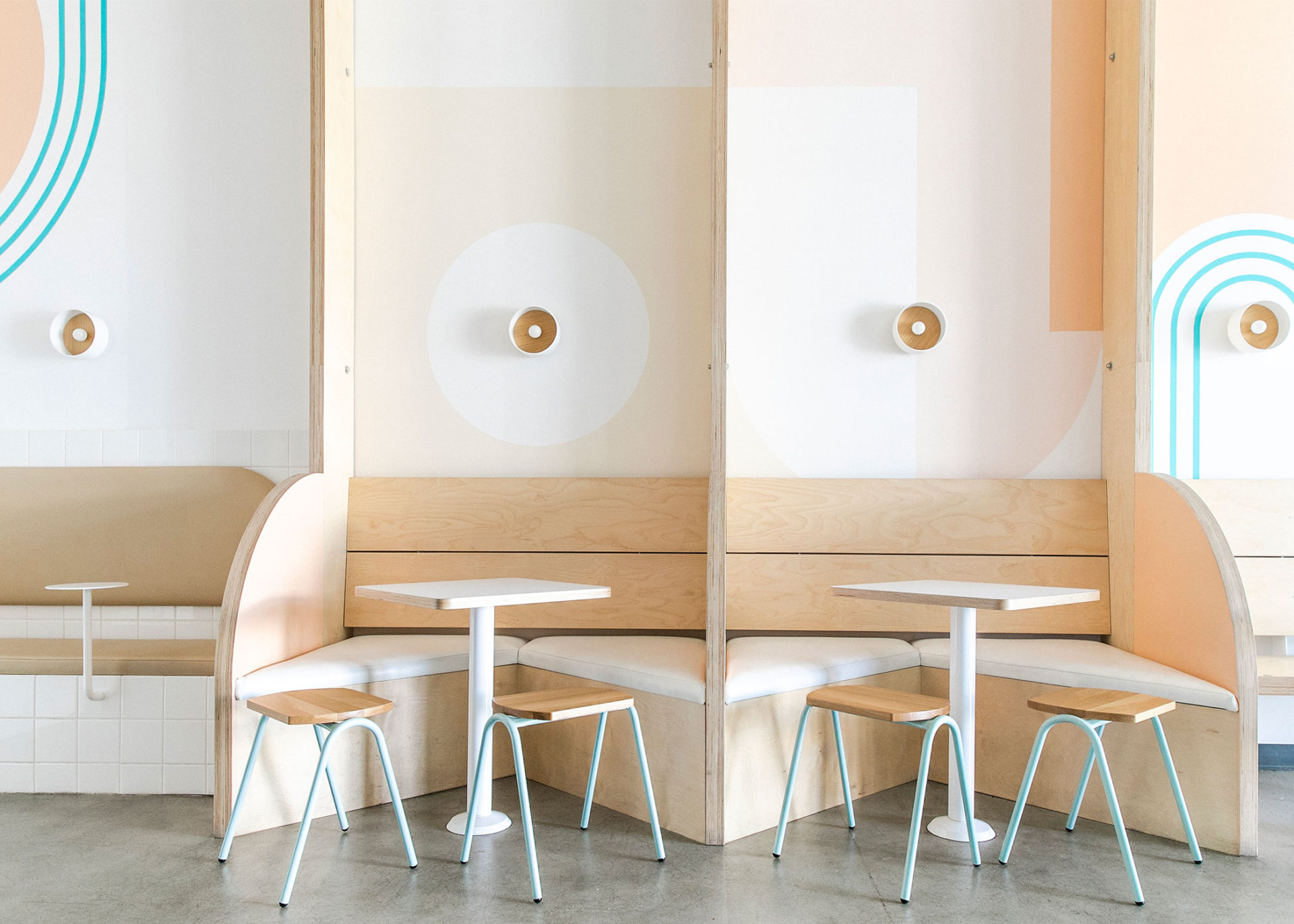 Pair of Core Drill Bolt Down tables with Hurdle Stools.