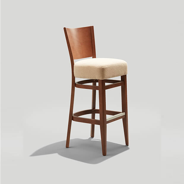 Wood Melissa Barstool with upholstered seat.