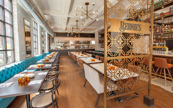 Row of Bentwood chairs in restaurant.