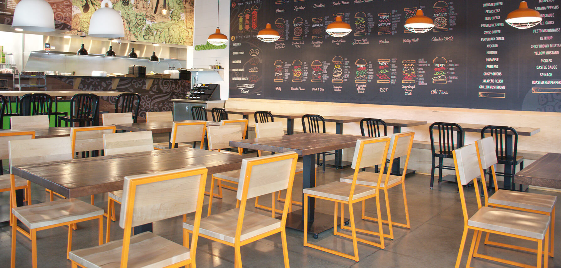 Brady Chairs in fast casual restaurant.