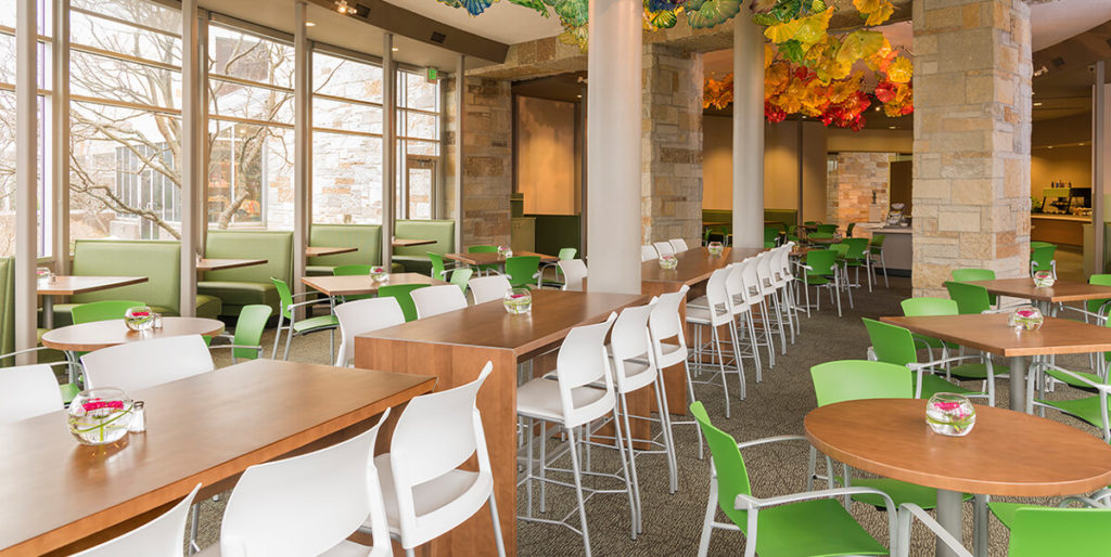 Dining space featuring Dylan and Spartan tables.