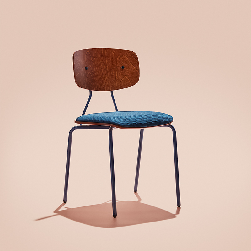 Reece Chair with blue upholstered seat.