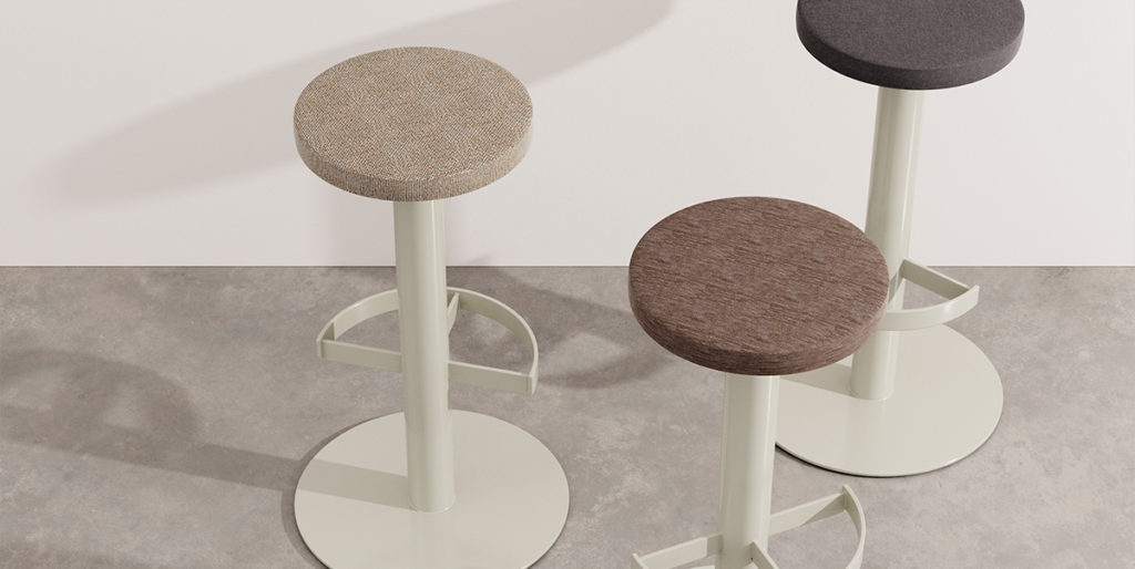 Set of three Sally Stools in neutral colors.