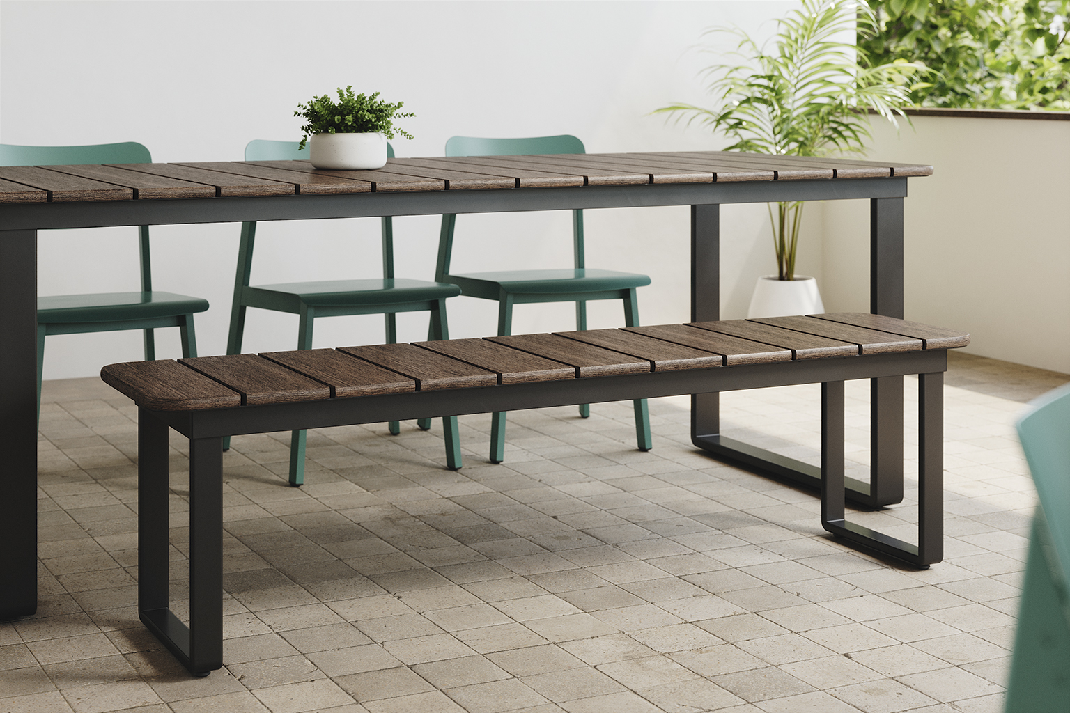 Corporate outdoor space with Bowen Bench.