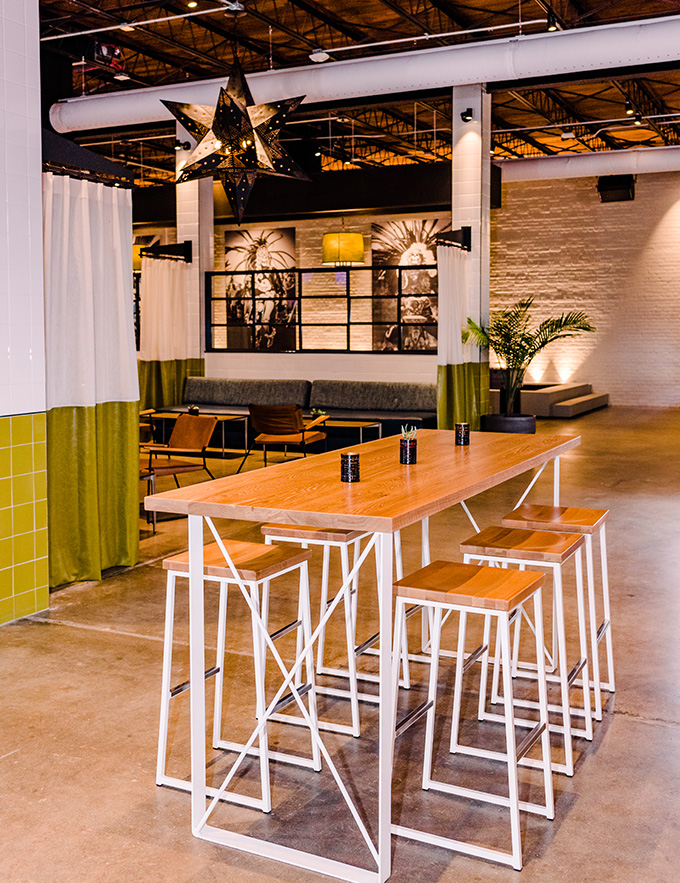 Brady Backless Stools with white bases.