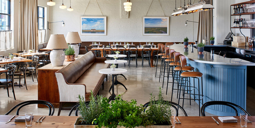 Reece Barstools with Bentwood Seating in restaurant.