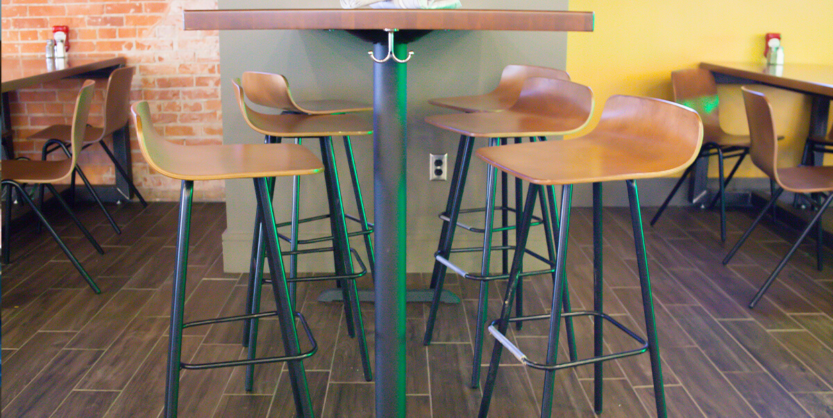 Sherman Stools with wood seat.