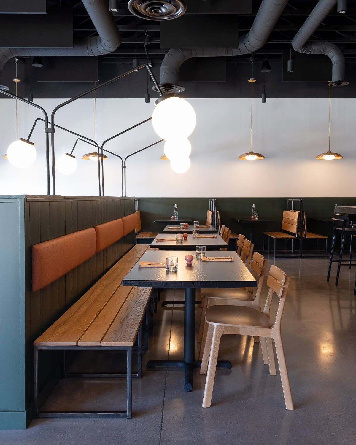 Row of Brooke Chairs in restaurant.